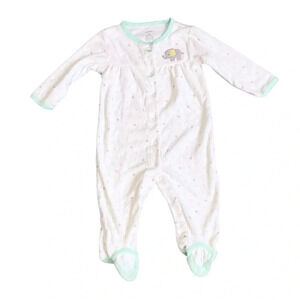 Carter's Cozy Cotton Sleep & Play Onesie with Elephant Patch - New with Tags